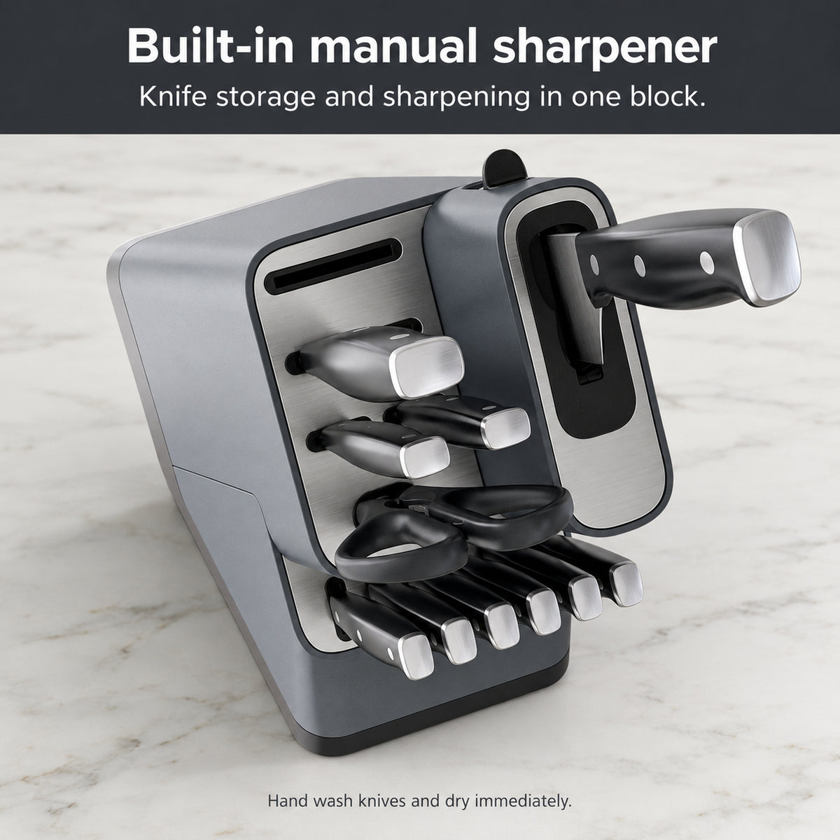 12-Piece Stainless Steel Kitchen Knife Set with Block and Manual Sharpener