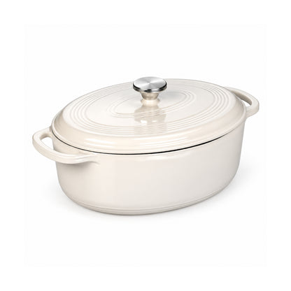 7-Quart Oval Enameled Cast Iron Dutch Oven with Lid, Off-White
