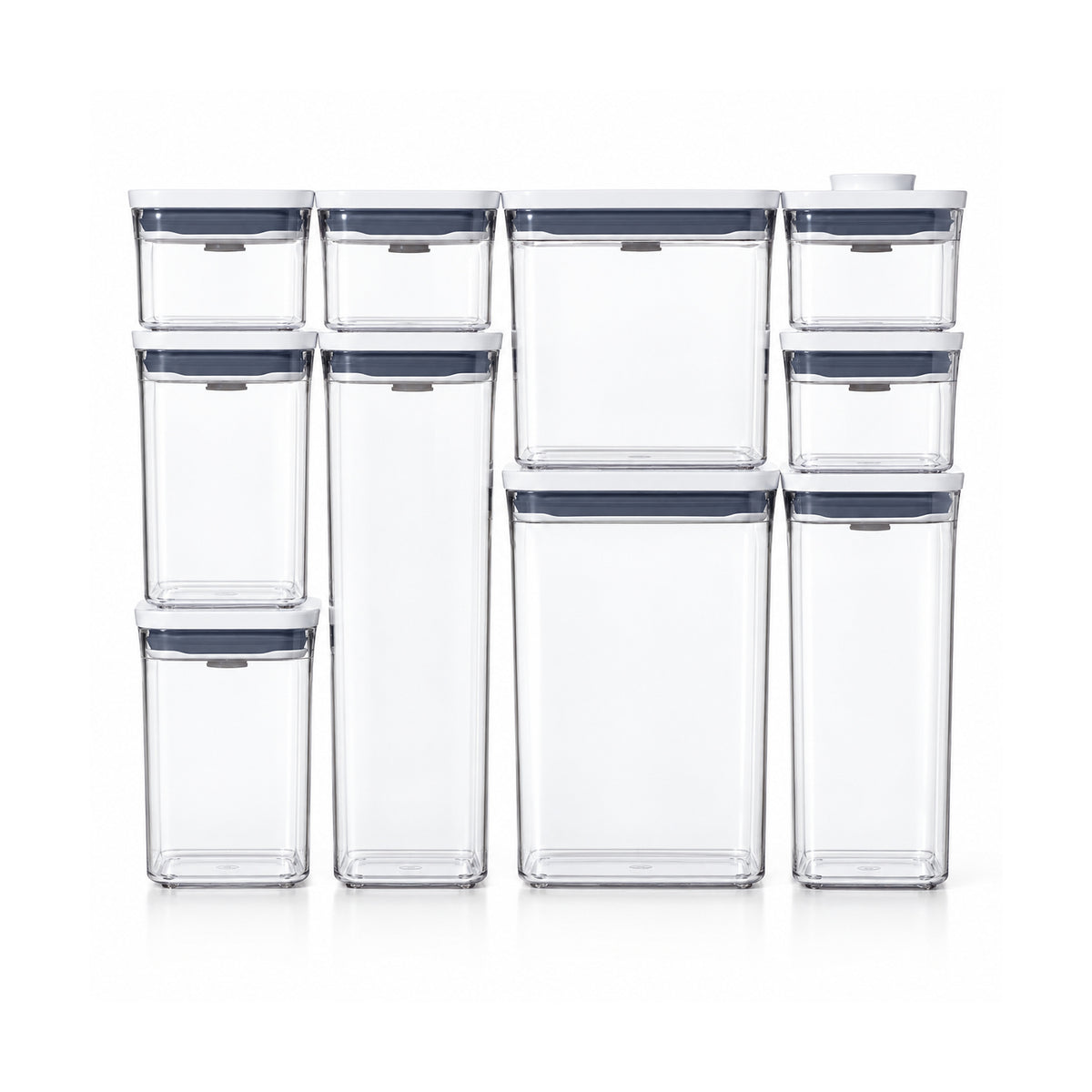 10-Container Airtight Pantry Storage Set with White Lids