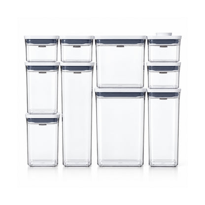 10-Container Airtight Pantry Storage Set with White Lids
