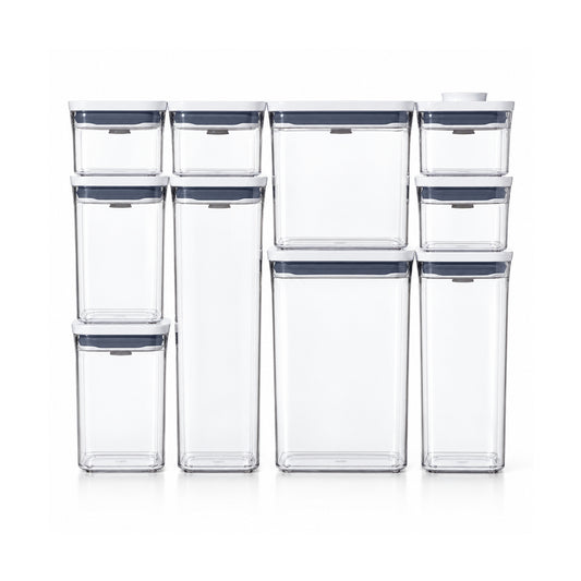 10-Container Airtight Pantry Storage Set with White Lids