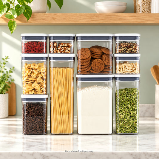 10-Container Airtight Pantry Storage Set with White Lids