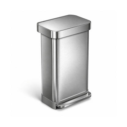 45 L Stainless Steel Kitchen Trash Can with Foot Pedal and Soft-Close Lid