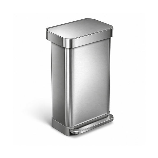 45 L Stainless Steel Kitchen Trash Can with Foot Pedal and Soft-Close Lid
